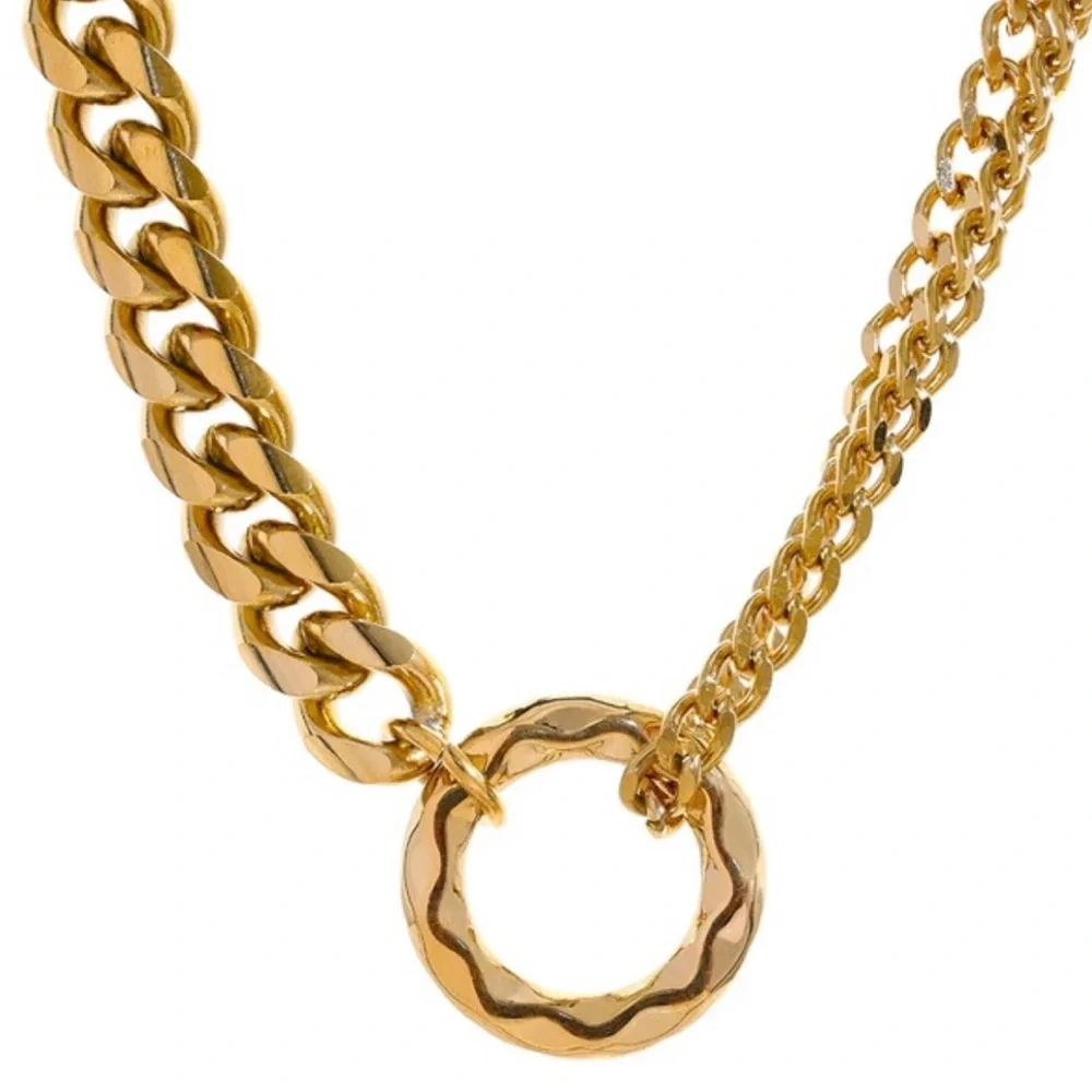 Double Round Chain Necklace | Gold Plated Stainless Steel - Picture 2 of 4